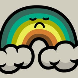 Unhappy Rainbow | DangerHuskie by Nick Volkert A dingy rainbow sports a frown between to storm clouds.