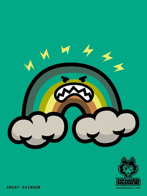 Angry Rainbow | DangerHuskie by Nick Volkert A dingy rainbow sports an angry grimace between to storm clouds.